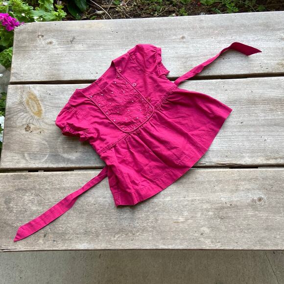 Janie and Jack Girls Top Size 18-24 Months Parisian Park Quilted Bib Pink - Picture 4 of 8